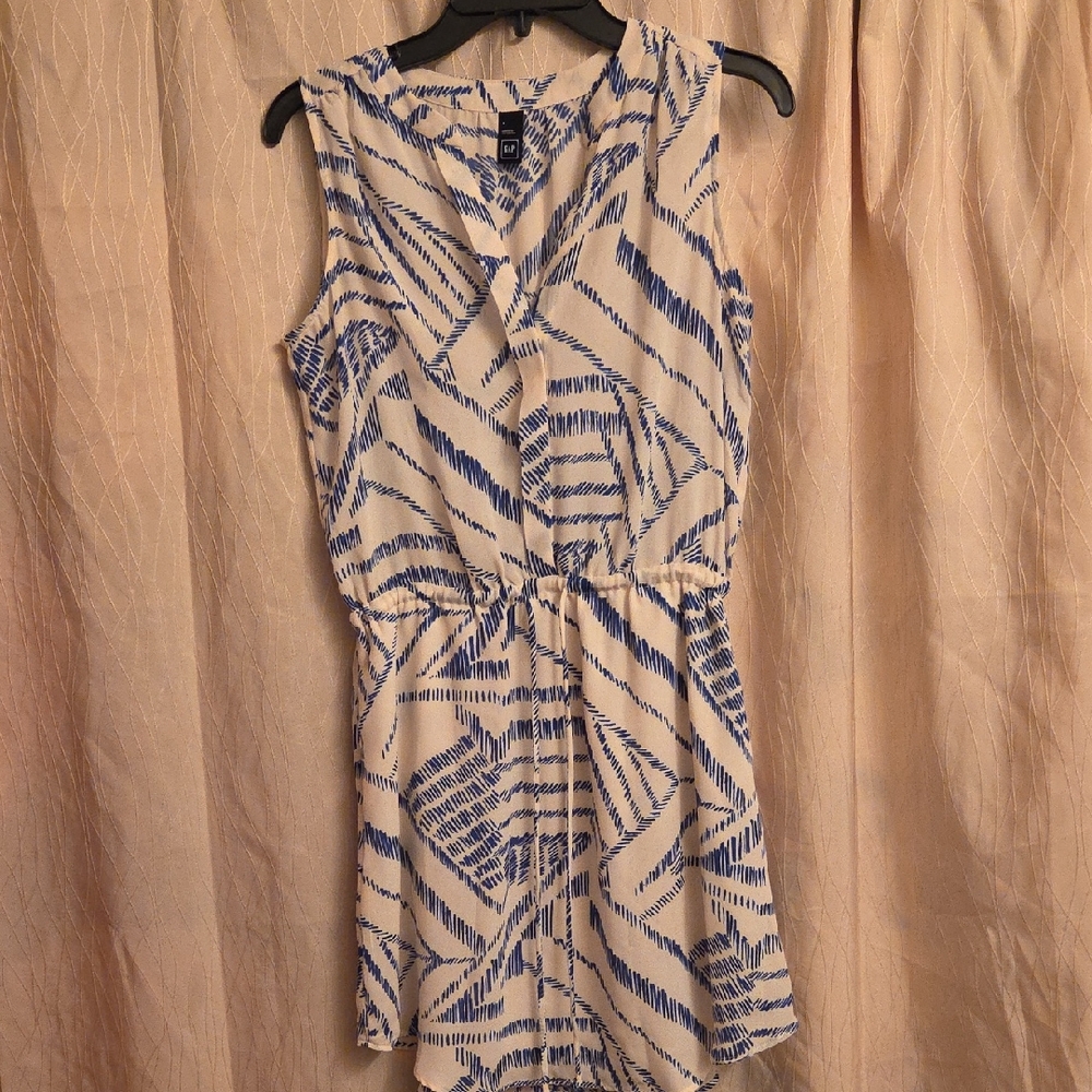 GAP Cream and Blue Geometric Mini Dress
